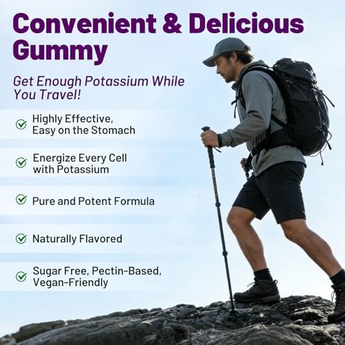 Gomitas de Gluconato de Potasio 1300mg para Adultos, Suplemento de Potasio con Magnesio, B6 y L-Teanina, 60 piezas para Hidratación y Alivio de - imagen 8