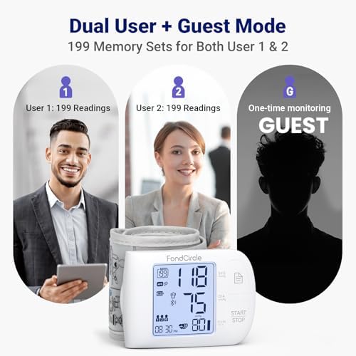 Monitor de Presión Arterial FondCircle con Bluetooth, Manguito Automático para Uso en Casa, Máquina Digital Hablante con Sincronización de App, 3 - imagen 4