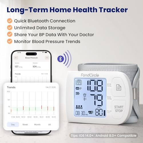 Monitor de Presión Arterial FondCircle con Bluetooth, Manguito Automático para Uso en Casa, Máquina Digital Hablante con Sincronización de App, 3 - imagen 6