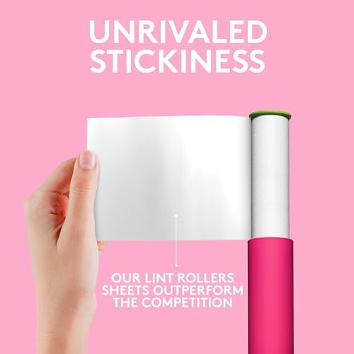 Rodillo Quitapelusas Retráctil Flint Classic Rosa con 90 Hojas Extra Adhesivas, Pequeño y Portátil, Ideal para Remover Pelo de Mascotas, Perfecto - imagen 3