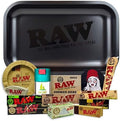 Set de Regalo para Fumadores: Bandeja de Rolling RAW Negra Mate 10.8 x 6.9, Cenicero RAW, Contenedor a Prueba de Olores THE BOAT, Papeles Orgánicos - imagen 1