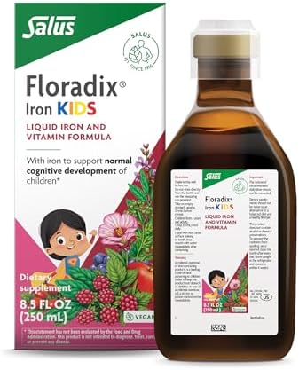 Floradix Hierro Niños - Suplemento Líquido de Hierro y Vitaminas - Con Vitaminas C y B - Vegano - Sabor Frambuesa-Vainilla - 8.5 fl oz - imagen 1