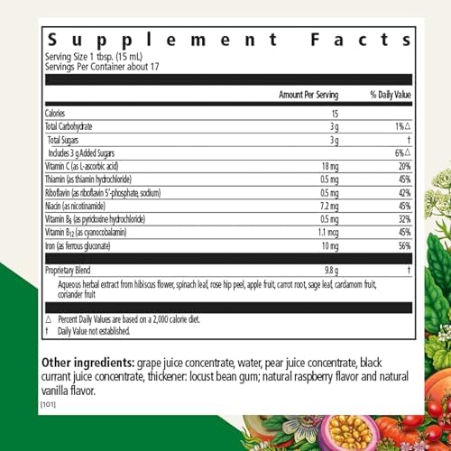 Floradix Hierro Niños - Suplemento Líquido de Hierro y Vitaminas - Con Vitaminas C y B - Vegano - Sabor Frambuesa-Vainilla - 8.5 fl oz - imagen 2
