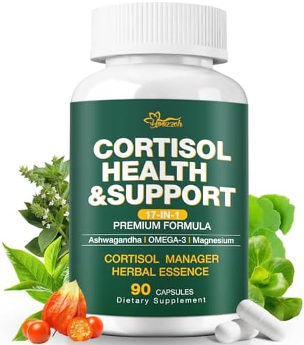 Suplementos de Cortisol para Hombres y Mujeres, Reductor de Cortisol con Magnesio, Ashwagandha y L-Theanina, 90 Cápsulas para Dormir y Alivio del - imagen 1