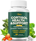 Suplementos de Cortisol para Hombres y Mujeres, Reductor de Cortisol con Magnesio, Ashwagandha y L-Theanina, 90 Cápsulas para Dormir y Alivio del - imagen 1
