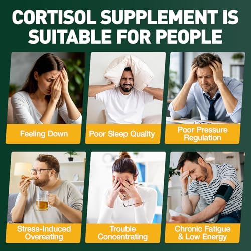 Suplementos de Cortisol para Hombres y Mujeres, Reductor de Cortisol con Magnesio, Ashwagandha y L-Theanina, 90 Cápsulas para Dormir y Alivio del - imagen 4