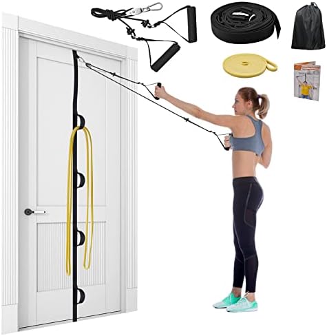 Sistema de poleas para rehabilitación de hombro ATENTO con mangos de espuma │ Polea para brazo con correa de puerta multi-anclaje para ejercicios de - imagen 1