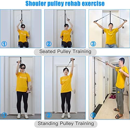 Sistema de poleas para rehabilitación de hombro ATENTO con mangos de espuma │ Polea para brazo con correa de puerta multi-anclaje para ejercicios de - imagen 4