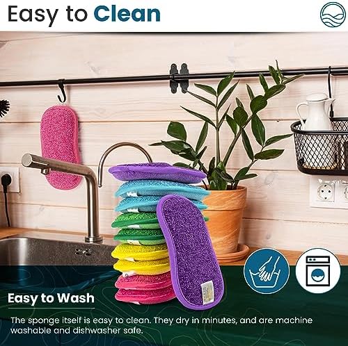 Onutis – Paquete de 10 Esponjas de Cocina – Esponjas de Goma Lavables y Reutilizables para Platos – 6 x 3 pulgadas - Multicolor - imagen 3