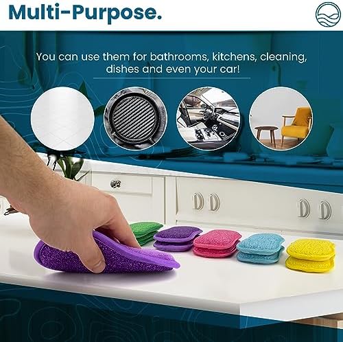 Onutis – Paquete de 10 Esponjas de Cocina – Esponjas de Goma Lavables y Reutilizables para Platos – 6 x 3 pulgadas - Multicolor - imagen 6