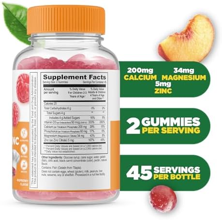 Gomitas de Calcio, Magnesio y Zinc para Niños Lifeable | Suplemento de Calcio con Vitamina D3 | 90 Gomitas para la Salud Ósea - imagen 2