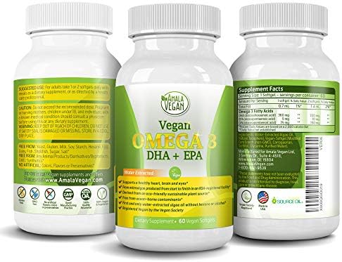 Suplemento POTENT VEGAN OMEGA 3: ¡Mejor que el aceite de pescado! Aceite de algas extraído de agua, DHA, EPA, DPA, No GMO, Mejora sistema inmune, - imagen 1
