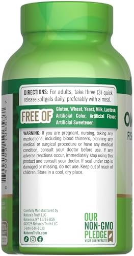 Triple Omega 3 6 9 de Nature's Truth | 3600mg | 200 Cápsulas Blandas | Aceites de Pescado, Linaza y Borraja | Suplemento Sin OGM y Sin Gluten - imagen 7