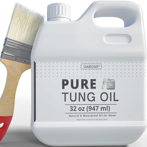 Aceite de Tung 32oz 100% Puro OAIEGSD para Madera Exterior con Brocha, Grado Alimenticio, Sellador Natural Impermeable para Tablas de Cortar y - imagen 1