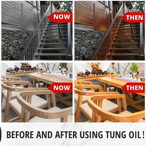 Aceite de Tung 32oz 100% Puro OAIEGSD para Madera Exterior con Brocha, Grado Alimenticio, Sellador Natural Impermeable para Tablas de Cortar y - imagen 2