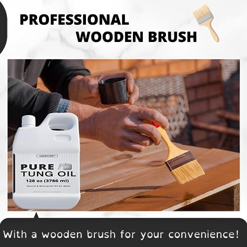 Aceite de Tung 32oz 100% Puro OAIEGSD para Madera Exterior con Brocha, Grado Alimenticio, Sellador Natural Impermeable para Tablas de Cortar y - imagen 4