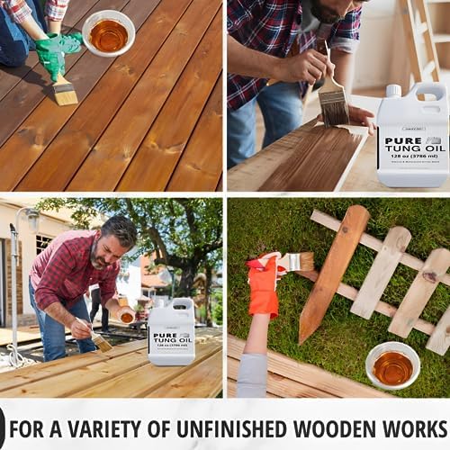 Aceite de Tung 32oz 100% Puro OAIEGSD para Madera Exterior con Brocha, Grado Alimenticio, Sellador Natural Impermeable para Tablas de Cortar y - imagen 5