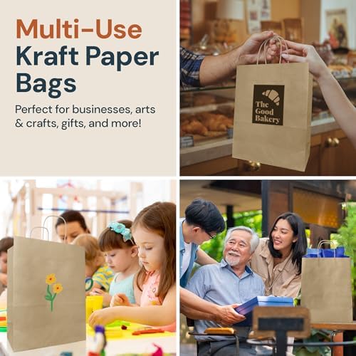 Bolsas de Papel Kraft con Asa Reli. 10x5x13 in. | Paquete de 110 | Perfectas para Regalos, Compras, Fiestas y Manualidades - imagen 7