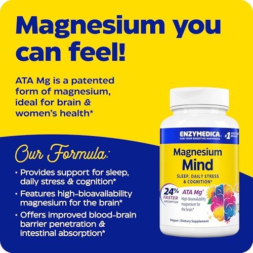 Suplemento de Magnesio Enzymedica para Hombres y Mujeres - Apoyo para Sueño, Estrés y Cognición, Absorción 24% Más Rápida, Cápsulas Veganas y Sin - imagen 2