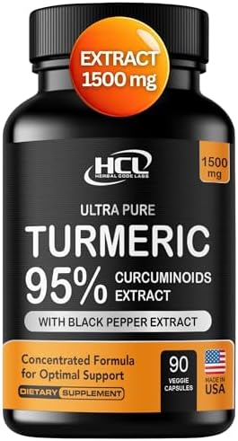 Extracto de Cúrcuma y Curcumina 1500mg – Dosis Completa de 95% Curcuminoides con Pimienta Negra, Jengibre y Canela – Suplemento de Alta Absorción – - imagen 1
