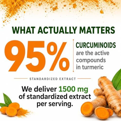 Extracto de Cúrcuma y Curcumina 1500mg – Dosis Completa de 95% Curcuminoides con Pimienta Negra, Jengibre y Canela – Suplemento de Alta Absorción – - imagen 4
