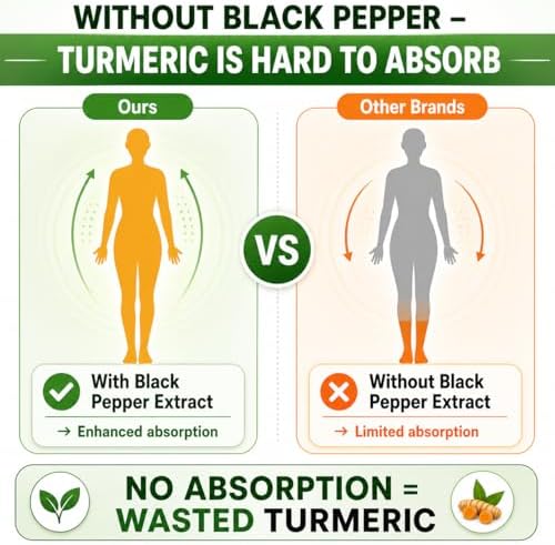 Extracto de Cúrcuma y Curcumina 1500mg – Dosis Completa de 95% Curcuminoides con Pimienta Negra, Jengibre y Canela – Suplemento de Alta Absorción – - imagen 7