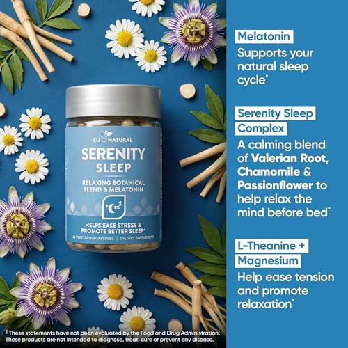 Serenity Sleep Suplemento Natural para Dormir - Mezcla Potente de Magnesio, Raíz de Valeriana y Melatonina - 60 Cápsulas Veganas - imagen 4