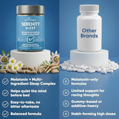 Serenity Sleep Suplemento Natural para Dormir - Mezcla Potente de Magnesio, Raíz de Valeriana y Melatonina - 60 Cápsulas Veganas - imagen 6
