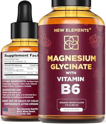 Gotas de Magnesio Glicinato Líquido con Vitamina B6 - Suplemento de Magnesio 500mg y Vitamina B6 100mg | Sin GMO, Sin Gluten | Alivio del Estrés | - imagen 1