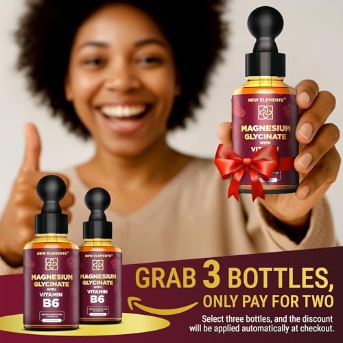Gotas de Magnesio Glicinato Líquido con Vitamina B6 - Suplemento de Magnesio 500mg y Vitamina B6 100mg | Sin GMO, Sin Gluten | Alivio del Estrés | - imagen 2