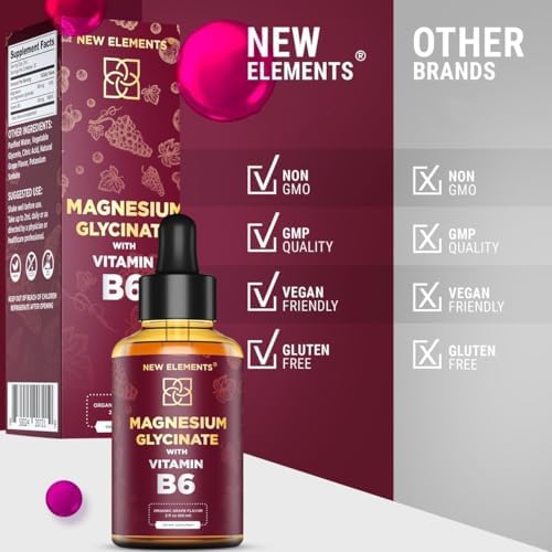 Gotas de Magnesio Glicinato Líquido con Vitamina B6 - Suplemento de Magnesio 500mg y Vitamina B6 100mg | Sin GMO, Sin Gluten | Alivio del Estrés | - imagen 7
