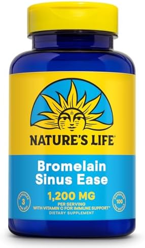 Bromelina Nature's Life Sinus Ease 1200mg - Suplemento Inmunológico con Vitamina C y Quercetina - Salud Inmunológica, Digestiva y Articular - Vegano, - imagen 1