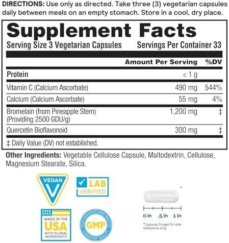 Bromelina Nature's Life Sinus Ease 1200mg - Suplemento Inmunológico con Vitamina C y Quercetina - Salud Inmunológica, Digestiva y Articular - Vegano, - imagen 2