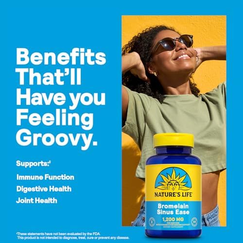 Bromelina Nature's Life Sinus Ease 1200mg - Suplemento Inmunológico con Vitamina C y Quercetina - Salud Inmunológica, Digestiva y Articular - Vegano, - imagen 3