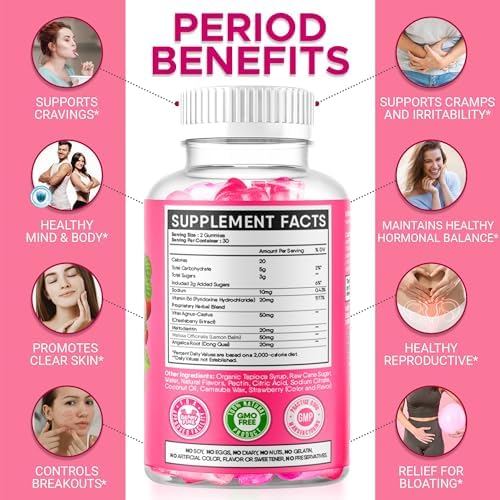 Gomitas Beary Fine para el Síndrome Premenstrual - Vitaminas para Mujeres y Adolescentes - Alivio de Cólicos, Hinchazón y Cambios de Humor - Hecho en - imagen 3