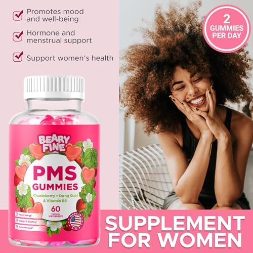 Gomitas Beary Fine para el Síndrome Premenstrual - Vitaminas para Mujeres y Adolescentes - Alivio de Cólicos, Hinchazón y Cambios de Humor - Hecho en - imagen 5