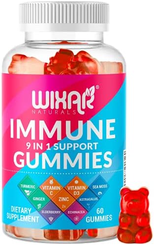Gomitas WIXAR NATURALS 9 en 1 para el Sistema Inmunológico con Saúco, Vitaminas C&D, Zinc, Cúrcuma, Jengibre, Equinácea, Astrágalo y Musgo Marino - - imagen 1