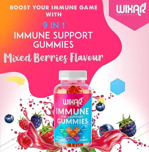 Gomitas WIXAR NATURALS 9 en 1 para el Sistema Inmunológico con Saúco, Vitaminas C&D, Zinc, Cúrcuma, Jengibre, Equinácea, Astrágalo y Musgo Marino - - imagen 2