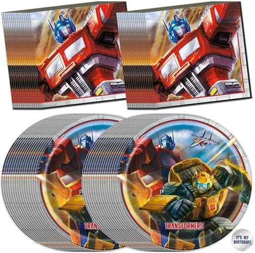 Platos y Servilletas de Transformers para 32 | Decoraciones de Cumpleaños Oficiales de Transformers para Fiesta - imagen 1