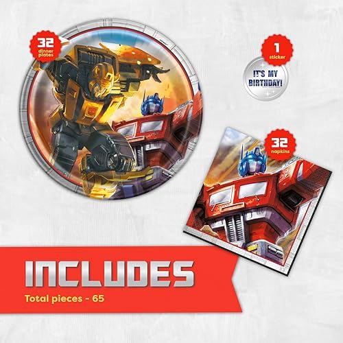 Platos y Servilletas de Transformers para 32 | Decoraciones de Cumpleaños Oficiales de Transformers para Fiesta - imagen 2
