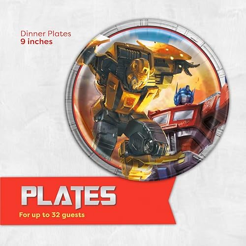 Platos y Servilletas de Transformers para 32 | Decoraciones de Cumpleaños Oficiales de Transformers para Fiesta - imagen 3