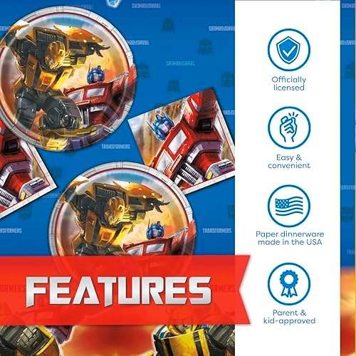 Platos y Servilletas de Transformers para 32 | Decoraciones de Cumpleaños Oficiales de Transformers para Fiesta - imagen 5