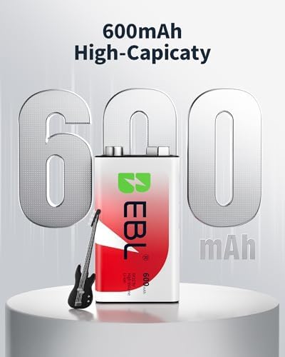 Cargador de Baterías de Litio EBL de 4 Bahías con 4 Baterías Recargables de 9V 600mAh - imagen 2