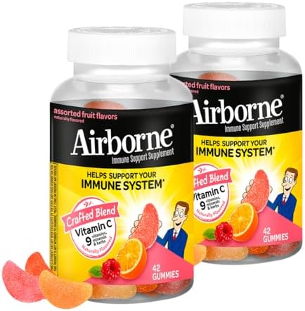 Gomitas Airborne de 750mg de Vitamina C para el Sistema Inmunológico, Sabor Frutas Variadas, Sin Gluten, 42 Gomitas (Paquete de 2) - imagen 1