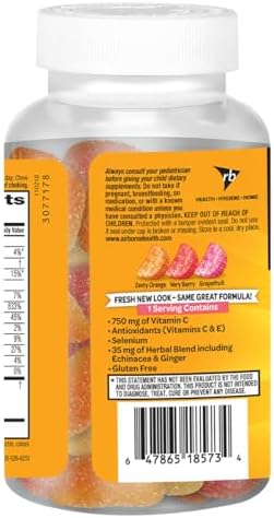 Gomitas Airborne de 750mg de Vitamina C para el Sistema Inmunológico, Sabor Frutas Variadas, Sin Gluten, 42 Gomitas (Paquete de 2) - imagen 3