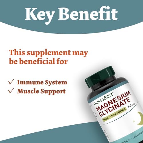 Suplemento de Magnesio Bumjazz - Magnesio Glicinato 300mg - 100% Quelado para Alta Absorción - Suplemento Mineral Vegano - 300 Cápsulas - imagen 3