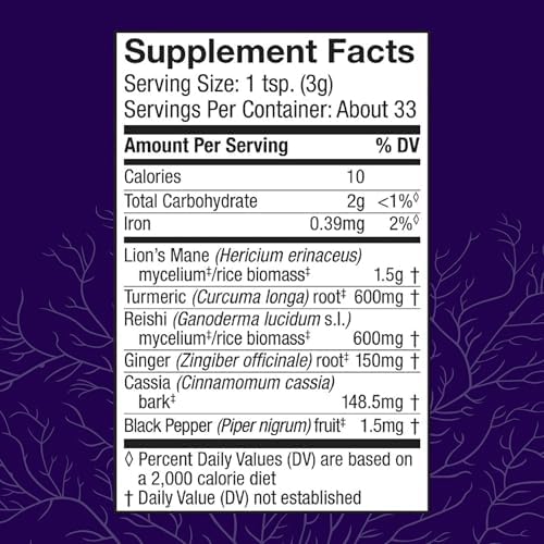 Host Defense MycoBotanicals Polvo para el Cerebro y Cuerpo - Suplemento Digestivo e Inmunológico con Melena de León y Hongo Reishi - 3.5 oz (33 - imagen 2