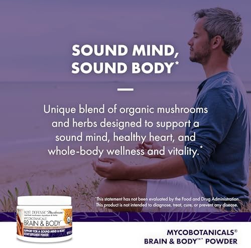 Host Defense MycoBotanicals Polvo para el Cerebro y Cuerpo - Suplemento Digestivo e Inmunológico con Melena de León y Hongo Reishi - 3.5 oz (33 - imagen 5