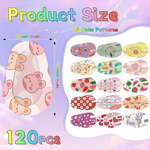 120 Piezas de Parche Adhesivo para Ojos para Niños y Niñas, Algodón Suave y Transpirable, 15 Diseños Lindos, 8 Piezas de Cada Estilo - imagen 2