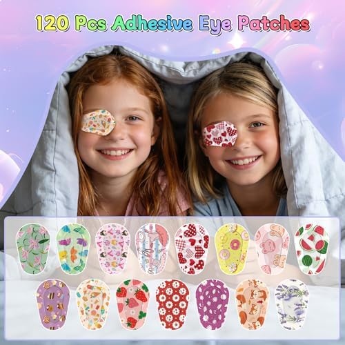 120 Piezas de Parche Adhesivo para Ojos para Niños y Niñas, Algodón Suave y Transpirable, 15 Diseños Lindos, 8 Piezas de Cada Estilo - imagen 6